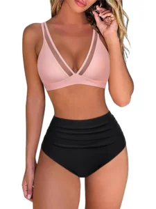 Bikini Women Swimsuit 2024 New Solid Sling V Neck Bikinis Set Sexy High Waist Swimwear Summer 2 Piece Beach Bathing Suit Female - Image 5