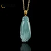 High Quality Natural Jade Blue Water Hand Pearl Pendant 18K Gold Ice Type Women's Jade Necklace Luxury Fashion Jewelry Gift - Image 3