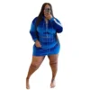 Wmstar Plus Size Women Clothes Velvet Sweatsuit 2 Two Piece Set Hoodie Mini Skirts Sets Matching Outfits Wholesale Dropshipping - Image 2