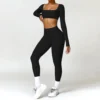 Women Tracksuit Yoga Set 2PCS Sportswear Workout Clothes Athletic Wear Gym Legging Fitness Bra Crop Top Long Sleeve Sports Suits - Image 5