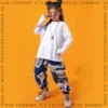 Kids Cool Fashion Ballroom Hip Hop Dancing Outfits Tshirt Cargo Dancing Pants Boys Girls Loose Jazz Dance Wear Costumes Clothes - Image 3