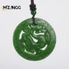 Natural Hetian Jasper Retro Dragon Jades Pendant Genuine Fine Carved Hollow Dragon Men & Women Pendant Necklace Holiday Gift - Image 6
