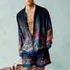 Peacock Pattern Shirt 2Pcs Set 3D Print Men Casual Fashion Shorts Long Sleeves Shirts Oversized Summer Streetwear Suits Clothes - Image 4