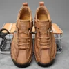 Hand-stitched Leather Shoes for Men Outdoor Light and Non-slip Walking Hiking Shoes Men Big Size 47 48 Slip-On Driving Loafers - Image 4