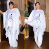 Africa Clothing 2 Piece Set African Clothes for Women Summer Elegant African Plus Size Top Long Pant Matching Sets Muslim Suit - Image 3