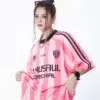 T-shirt y2k Top women Oversized t-shirts short sleeves stripe pink American crop top racing car tee shirt Woman clothing