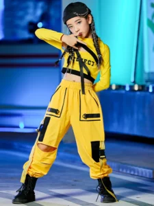 Girls Hip Hop Dance Costumes Children Yellow Outfits Jazz Street Dance Wear Ballroom Hiphop Rave Clothes Stage dance Costumes - Image 10