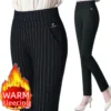 Women's Trousers Stripes Black OL Formal Clothes For Woman Pant Autumn Winter Slim Femal Clothing Ankle-Length Elastic Basics - Image 5