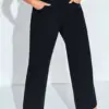 Plus Size Wide Leg Jeans for Women Black Color High Waist Stretchy Women Jeans Straight Full Length 175cms Tall Jeans 2023 Pants