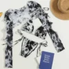 Long Sleeve Hollow Out Bikinis Sets Punk Swimsuit Women Print Triangle Sexy Micro Swimwear Thong 3-Piece Beach Goth Bathing Suit - Image 4