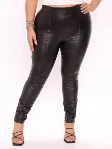 Sexy Plus Size Women Matte Leather Pants 6XL High Waist Stretch Trousers 5XL Ladies Causal Bodycon PU Leggings 7XL New Custom - Image 2
