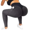 Women Plus Size Pocket Yoga Pants High Waist Elastic Push Up Fitness Sports Leggings Girls Gym Workout Honeycomb Sweatpants - Image 3