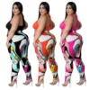 5xl Summer Outfits Sexy Lace Up Top Print Sweatpants Hollow Out Plus Size Two Piece Sets Women Clothing Wholesale Dropshipping - Image 3