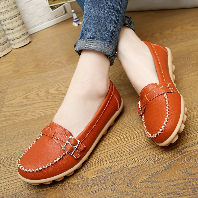 Spring Autumn New Work Shoes Oxford Soft Sole Flats Women's Casual Belt Buckle Women Peas Shoes Comfort Plus Size Women Loafers