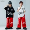 Hip Hop Girls Cropped Top Graffiti Joggers Boys Cool T-shirt Street Dance Loose Pants Children Streetwear Kids Jazz Clothes Sets - Image 5