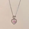 Japanese Sweet Pink Heart Pendant Necklace Women 925 Sterling Silver Elegant Temperament Wedding Jewelry Gift - Image 5