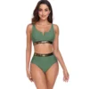 AROHA 2024 Sexy Bikini Swimwear Women's Two-Piece Gold Plated Belt Detail High Waist Biquin Swimsuit Plus Size Bathers Beachwear - Image 2