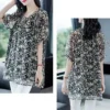 5XL Big Size Chiffon Blouse Spring Summer New Short Sleeve V-Neck Casual Women Clothing Vintage Loose Pullover Female Midi Shirt - Image 2