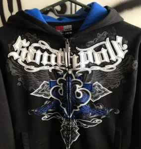 Retro Gothic black long-sleeved cross-print hoodie y2k American high street daily Harajuku sports loose zipper hoodie for men - Image 3