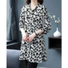 Female Loose Fashion Polka Dot Printed Chiffon Shirt Summer Women's Clothing Casual All-match Single-breasted 3/4 Sleeve Blouse - Image 3