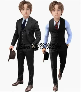 Brown Boys 3 Piece Suit Kids Wedding Tuxedo Jacket Pants Vest Formal Customized 3-16 Years Old Clothes - Image 2