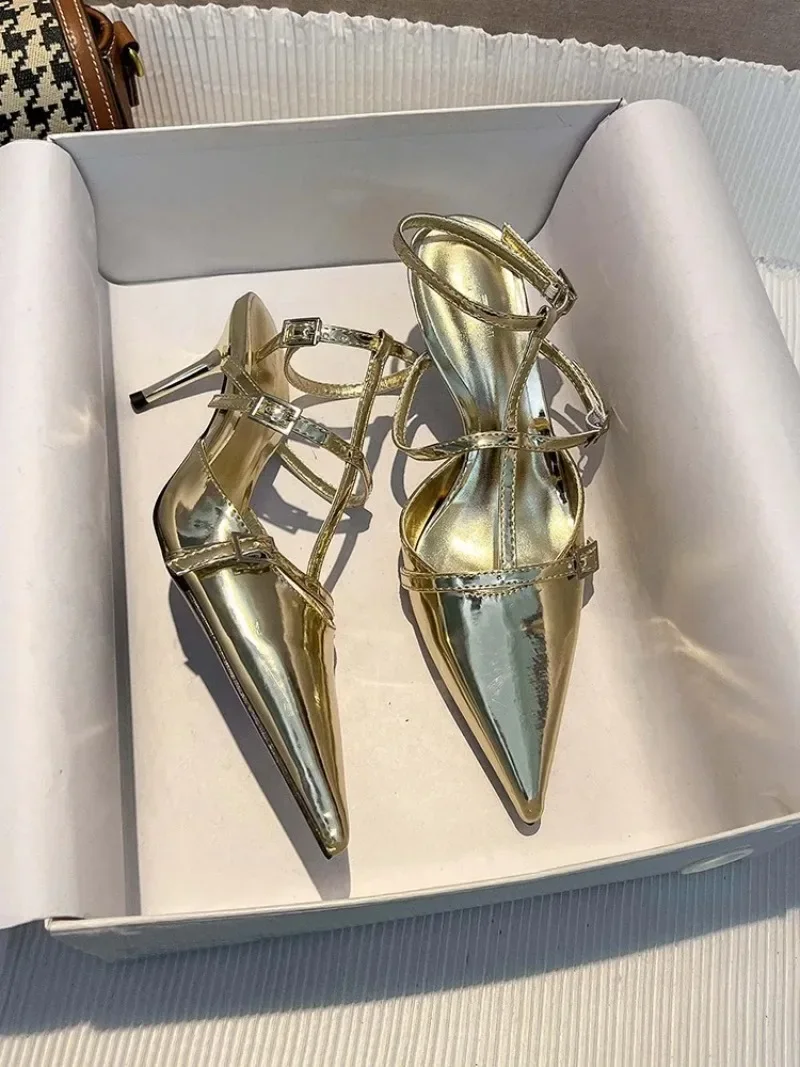Spring and Autumn Fashion New Sexy Banquet Comfortable Solid Color Buckle Women's Wedding High Heels Zapatos Mujer
