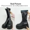 Platform Boots For Women Knee High Med Calf Chunky Heel Fashion Girls Shoes 2022 Autumn Summer Boots Slip On Brand New Goth - Image 5