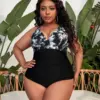 VigoJany 2024 Plus Size Print Swimwear Women Large One Piece Strapped Swimsuit Lady Chubby Big Backless Bathing Suit Beachwear