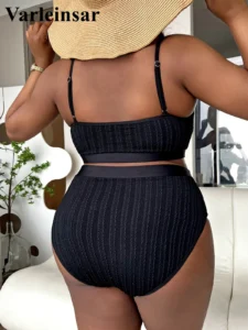 0XL - 4XL Ribbed Bikini Large Size Swimwear Plus Size Women Swimsuit Female Two-pieces Bikini set Bather Bathing Suit Swim V4987 - Image 5