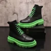 Men's English Style Thick Sole Design Men Boots Luxury High End Top Layer Leather Brand purple Chelsea High Quality Casual Boots - Image 6