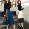 Spring Autumn New High Waist Contrast A-line Skirt All-match Zipper Loose Trend Skirts Vintage Elegant Temperament Women Clothes - Image 4