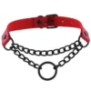 2022 New Summer Goth Red PU Leather Necklaces Women Sexy Choker Collar Punk Spiked Neck Strap Clavicle Mens Jewelry Bondage - Image 2