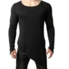 Men asymmetrical design punk hip hop long sleeve t shirt side split long tee shirts mens casual vintage streetwear gothic tops - Image 4