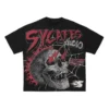 2023 New Skull Print Pattern Short Sleeve Round Neck American Street Washed Old Hip Hop Fashion Brand Retro Loose T-Shirt Top - Image 2