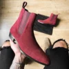 Chelsea Boots Men Red Faux Suede Cowboy Ankle Vintage Boots Slip on Shoes for Men Men Boots - Image 2