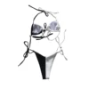 Women Goth Bikini Set Swimwear Two-Piece Bathing Suit Patchwork Color Tie-Up Letter Swimsuit Sexy Mujer Brazilian Beach Wear - Image 3