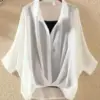 Elegant Women's summer blouses chiffon casual woman tops women 2022 2 piece White long sleeve shirt blouse chemise femme blusas