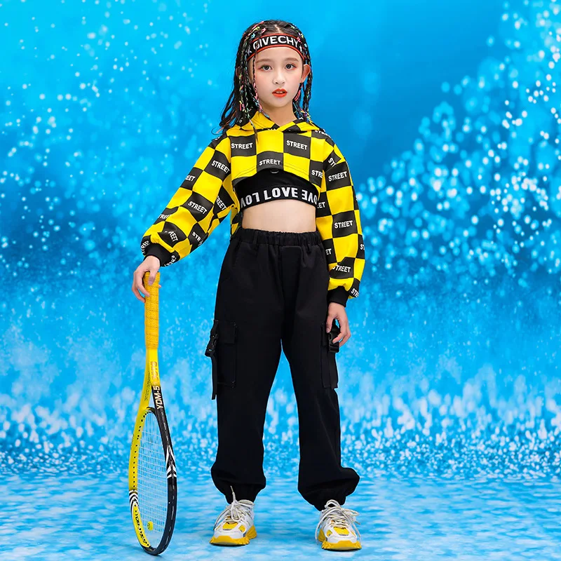 Hip Hop Jazz Costumes for Women Girls Dance Costume Hoodie Sweatshirt Shirt Top Crop Running Pants for Child Jazz Dancewear