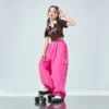 Kids Ballroom Hip Hop Clothing Tshirt Casual Blue Pink Cargo Pants Streetwear for Girl Boy Jazz Dance Costume Showing Clothes - Image 4