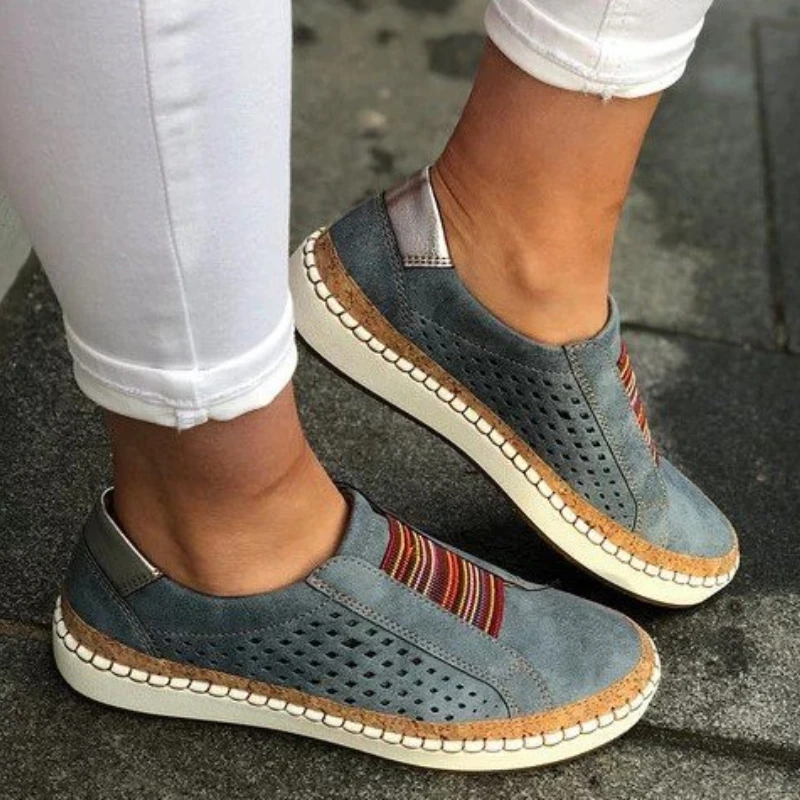 Vulcanized Shoes Women Slip on Sneakers Shallow Loafers Breathable Hollow Out Casual Ladies Shoes Woman Plus Size 2023