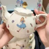 Luxury Gilding Ceramics Princess and Cute Rabbit Ceramic Coffee Cup and Saucer Set Tea Pot Premium Gold Painting Craft - Image 2