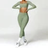 2PCS Yoga Suit Sports Set Women Quick-Drying Gym Set Women Tracksuit Running Workout Long Sleeve Sports Shirt Yoga Clothing - Image 4