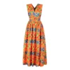 2022 new summer elegent fashion style african women printing plus size polyester long dress - Image 5