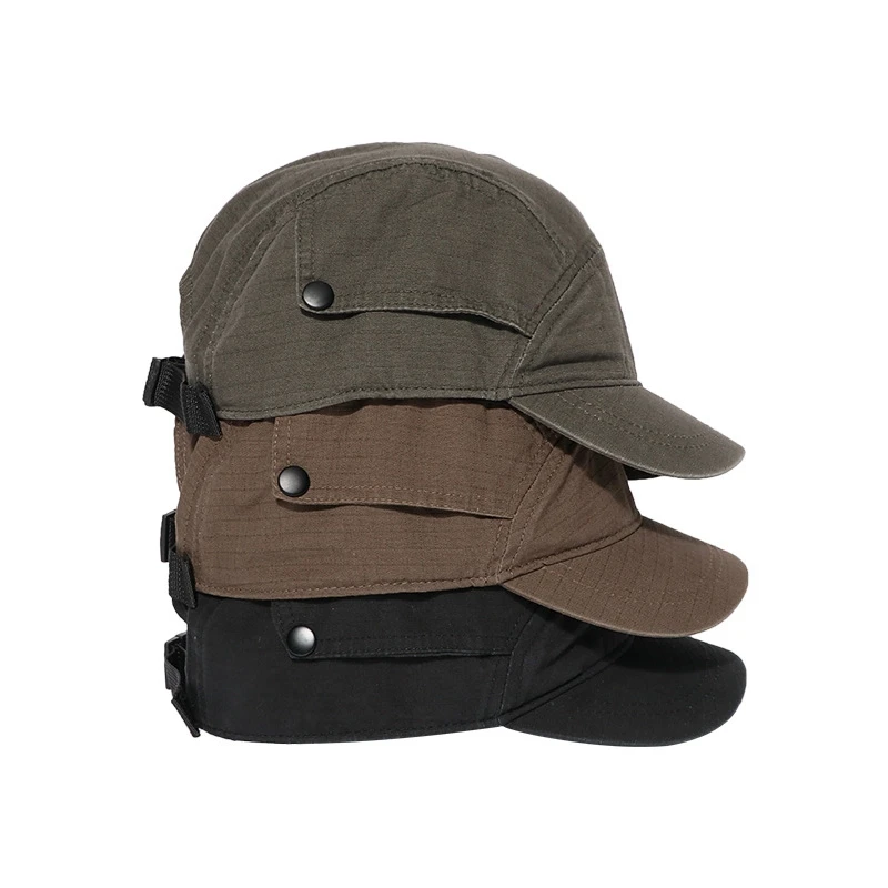 Short Brim Vintage Solid Color Men Outdoor Baseball Cap Adjustable Spring Summer Sun Protection Dad Hat Peaked Cap