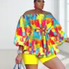 Wmstar plus size Two Piece Set Women Off Shoulder Printed Short Sets Top Pants Sweet Suit Summer Wholesale Dropshipping L-3XL