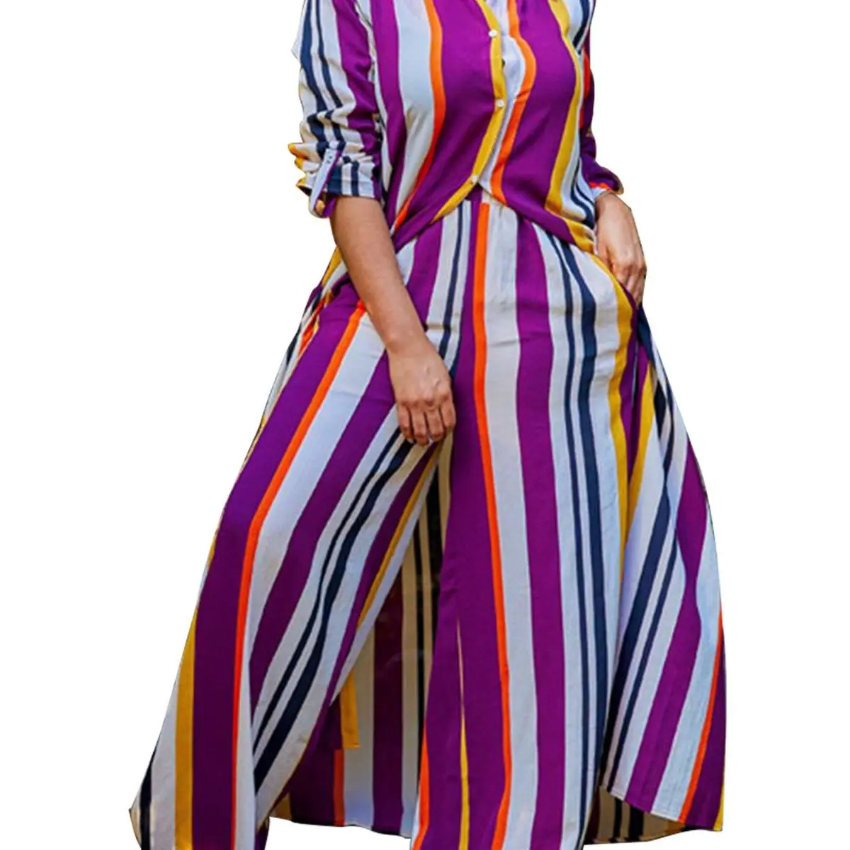2023 Autumn Spring African Women Long Sleeve V-neck Polyester 2 Piece Top Long Pant Matching Sets XL-5XL African Clothes Women - Image 5