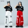 Hip Hop Girls Cropped Top Graffiti Joggers Boys Cool T-shirt Street Dance Loose Pants Children Streetwear Kids Jazz Clothes Sets - Image 4