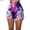 CM.YAYA Women Tie Dye Print High Waist Hollow Out Sexy Jeans Shorts Fashion Streetwear Hole Denim Shorts Trouers Pants - Image 3