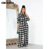 CM.YAYA Chic Plaid Women's Set Long Sleeve Oversized Shirt and Wide Leg Pants 2023 Summer Two 2 Piece Set Outfits Tracksuit - Image 5