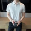 Loose extra size Polo Shirt,High Quality Men's High Elastic Ice Silky Seamless Short Sleeve Shirt Polo Shirt Casual Shirt,S-4XL - Image 3